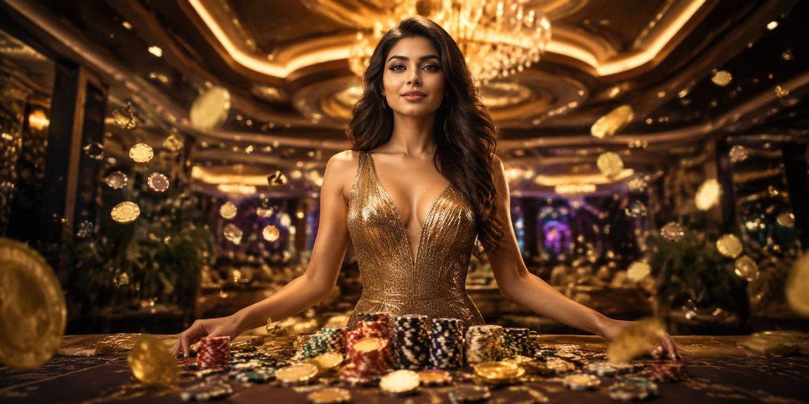 Indian woman happily using casino app on smartphone